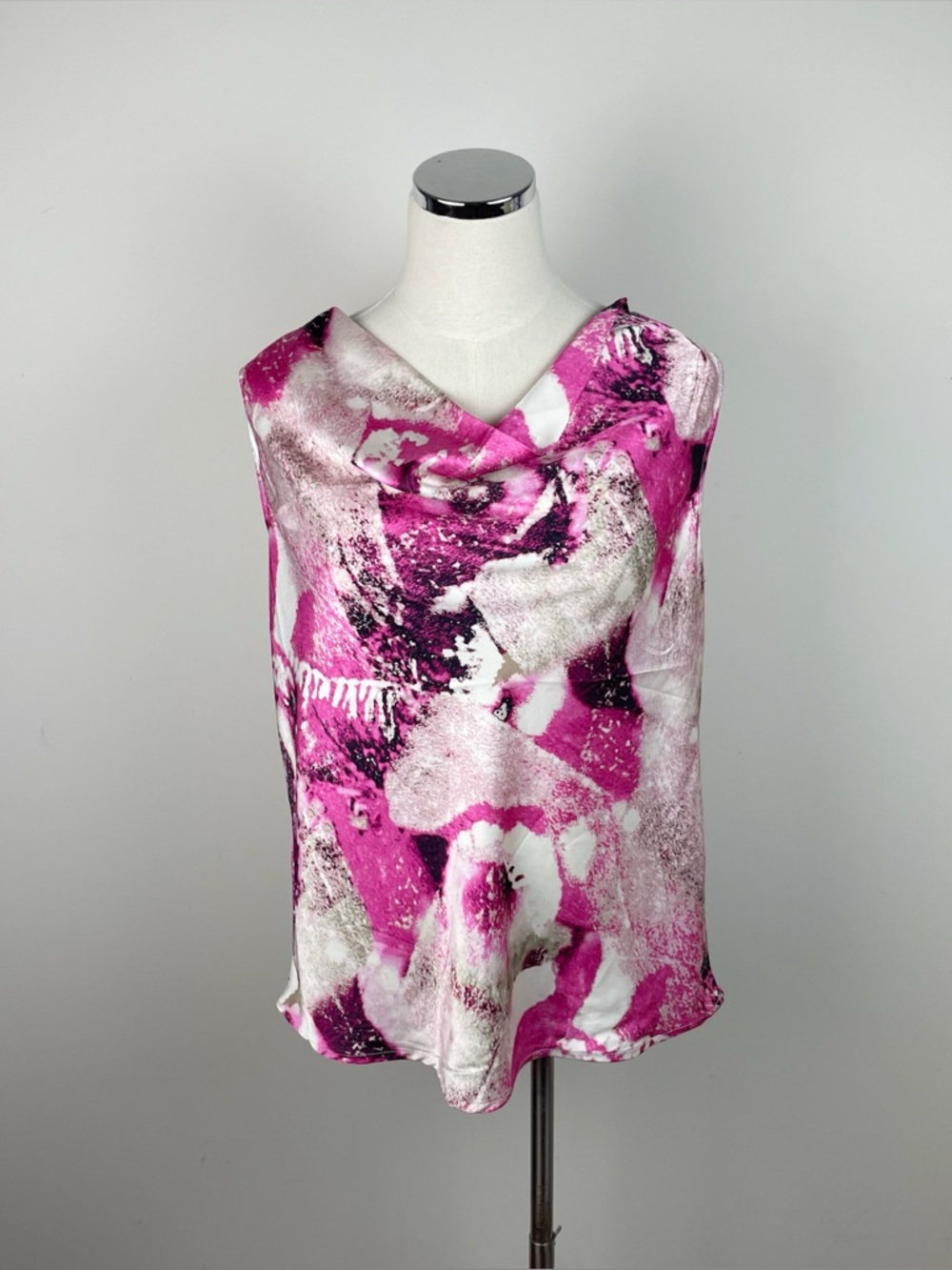 Dkny Pink Black White Floral Blouse Top Women Large Lightweight